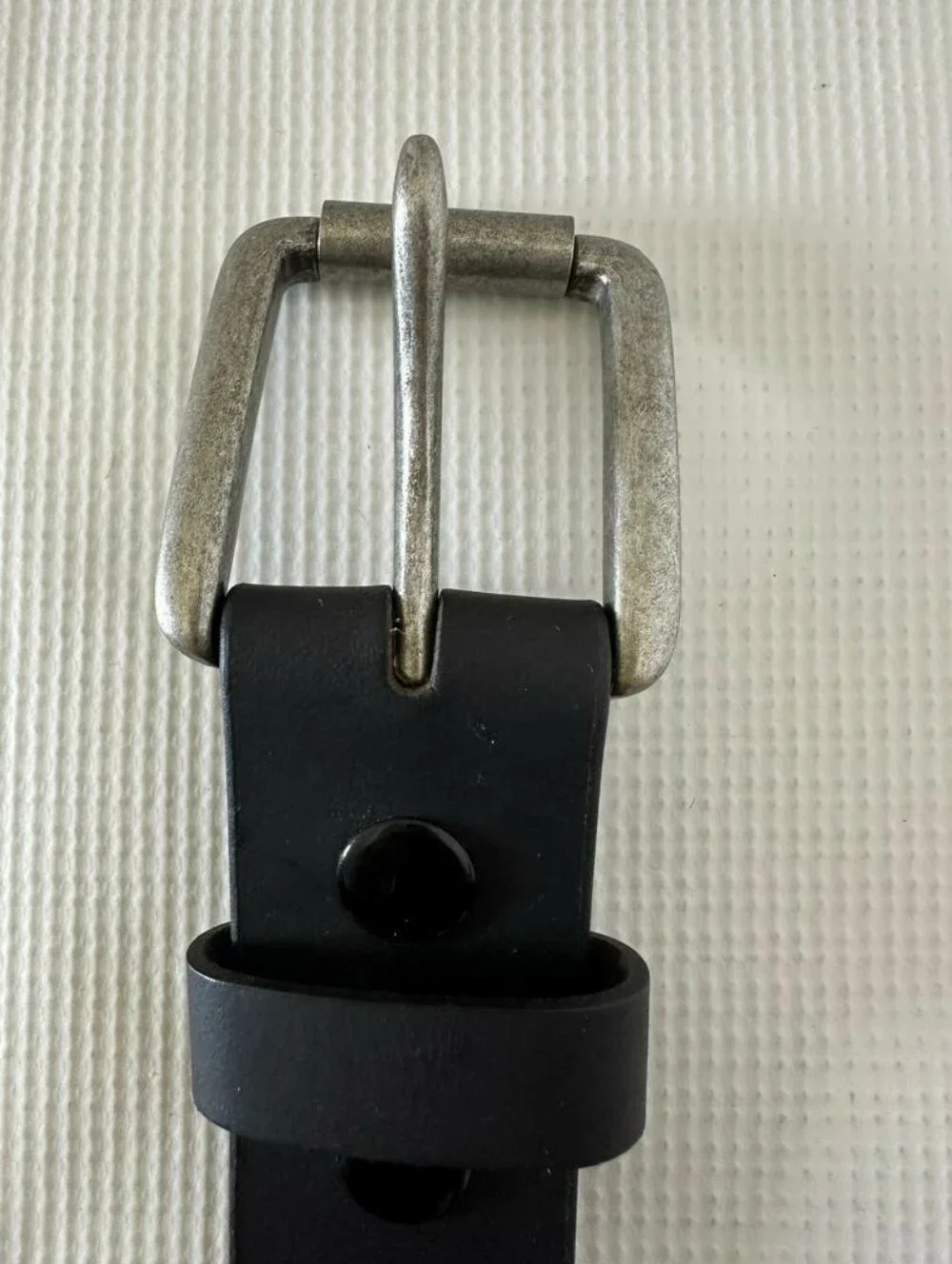 Paul Taylor Men's Black Leather Belt With Silver Tone Buckle